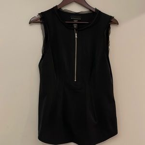 Black sleeveless zipper blouse attention small goth punk rave bondage seams